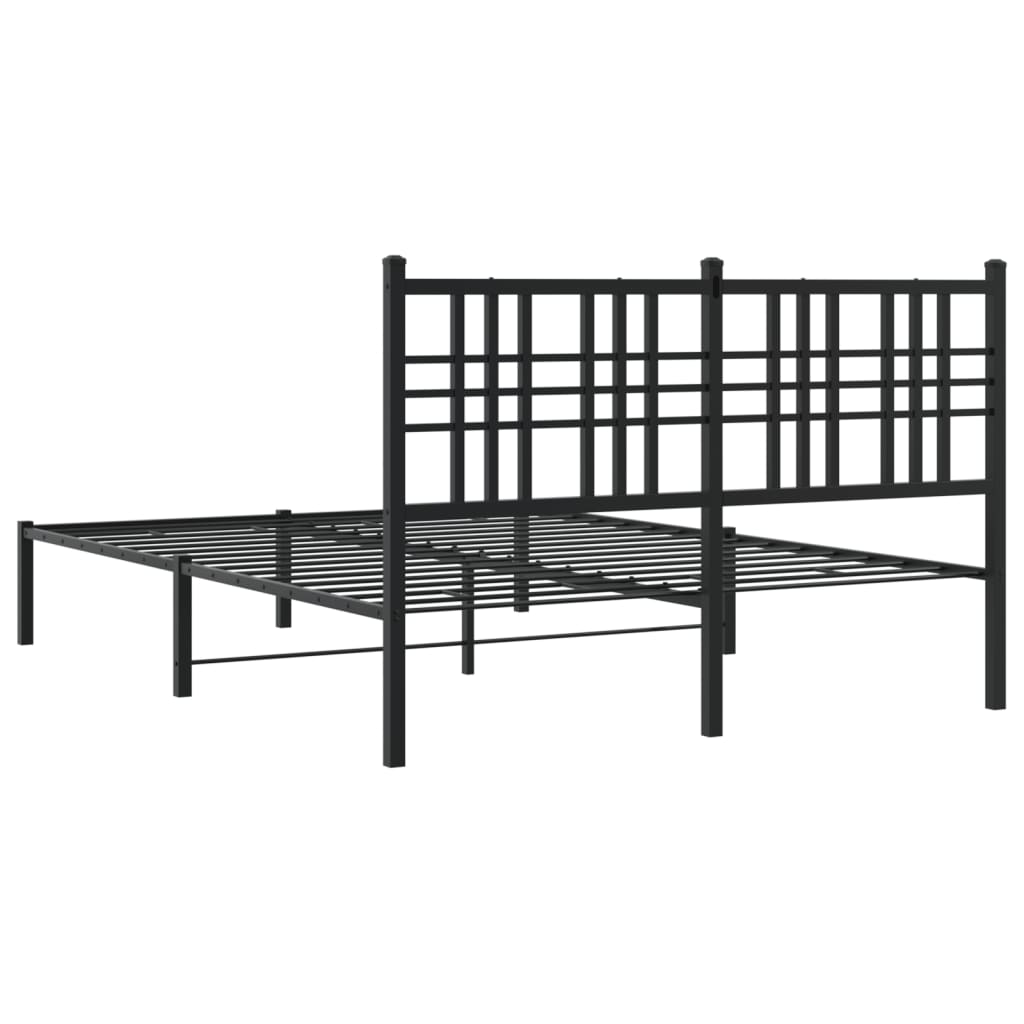 vidaXL Metal Bed Frame without Mattress with Headboard Black 120x200cm