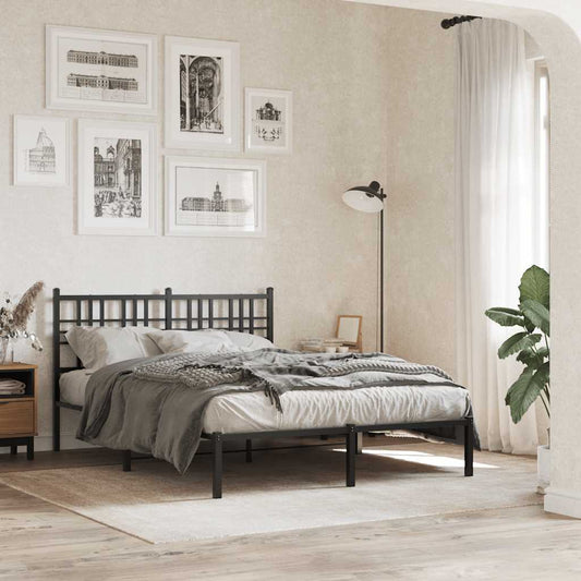 vidaXL Metal Bed Frame without Mattress with Headboard Black 120x200cm