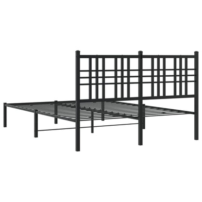 vidaXL Metal Bed Frame without Mattress with Headboard Black 135x190cm