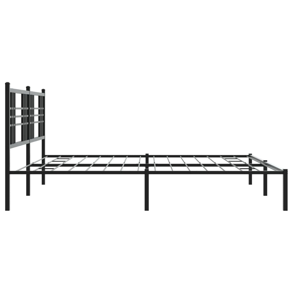 vidaXL Metal Bed Frame without Mattress with Headboard Black 193x203cm
