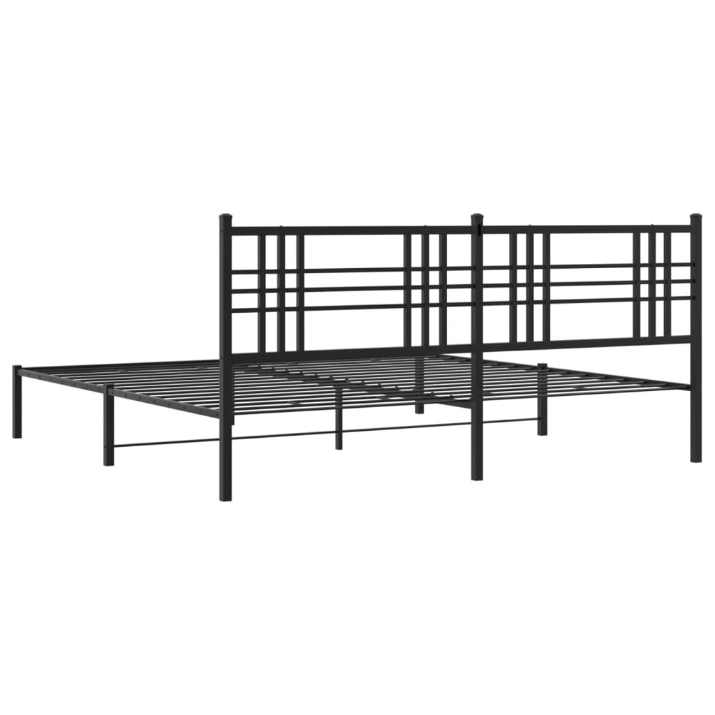 vidaXL Metal Bed Frame without Mattress with Headboard Black 193x203cm