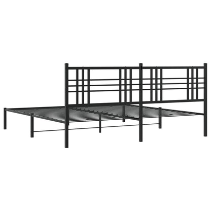 vidaXL Metal Bed Frame without Mattress with Headboard Black 193x203cm