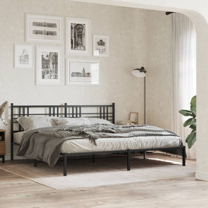 vidaXL Metal Bed Frame without Mattress with Headboard Black 193x203cm
