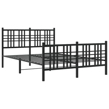 vidaXL Metal Bed Frame without Mattress with Footboard Black 137x190cm