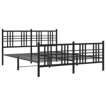 vidaXL Metal Bed Frame without Mattress with Footboard Black 150x200cm