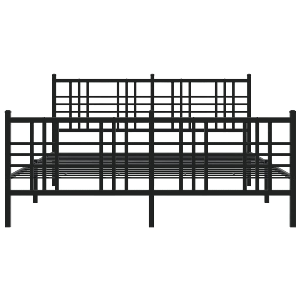 vidaXL Metal Bed Frame without Mattress with Footboard Black 150x200cm