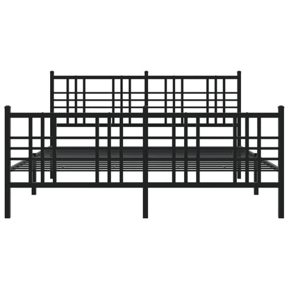 vidaXL Metal Bed Frame without Mattress with Footboard Black 150x200cm