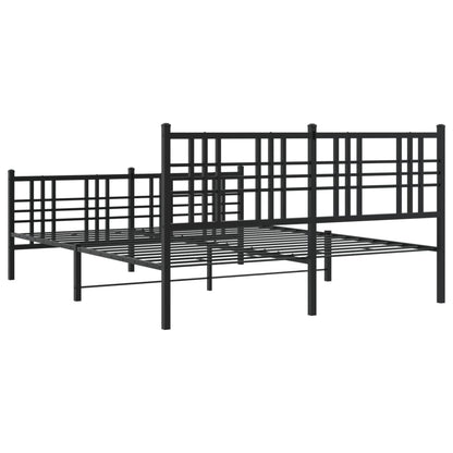vidaXL Metal Bed Frame without Mattress with Footboard Black 150x200cm