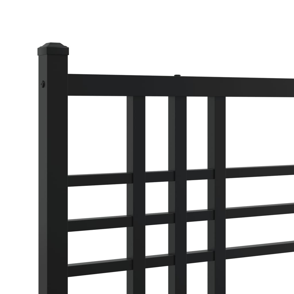 vidaXL Metal Bed Frame without Mattress with Footboard Black 150x200cm