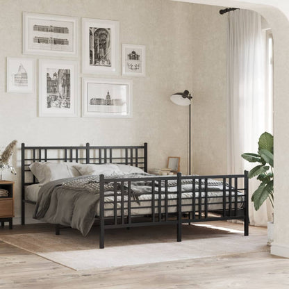 vidaXL Metal Bed Frame without Mattress with Footboard Black 150x200cm