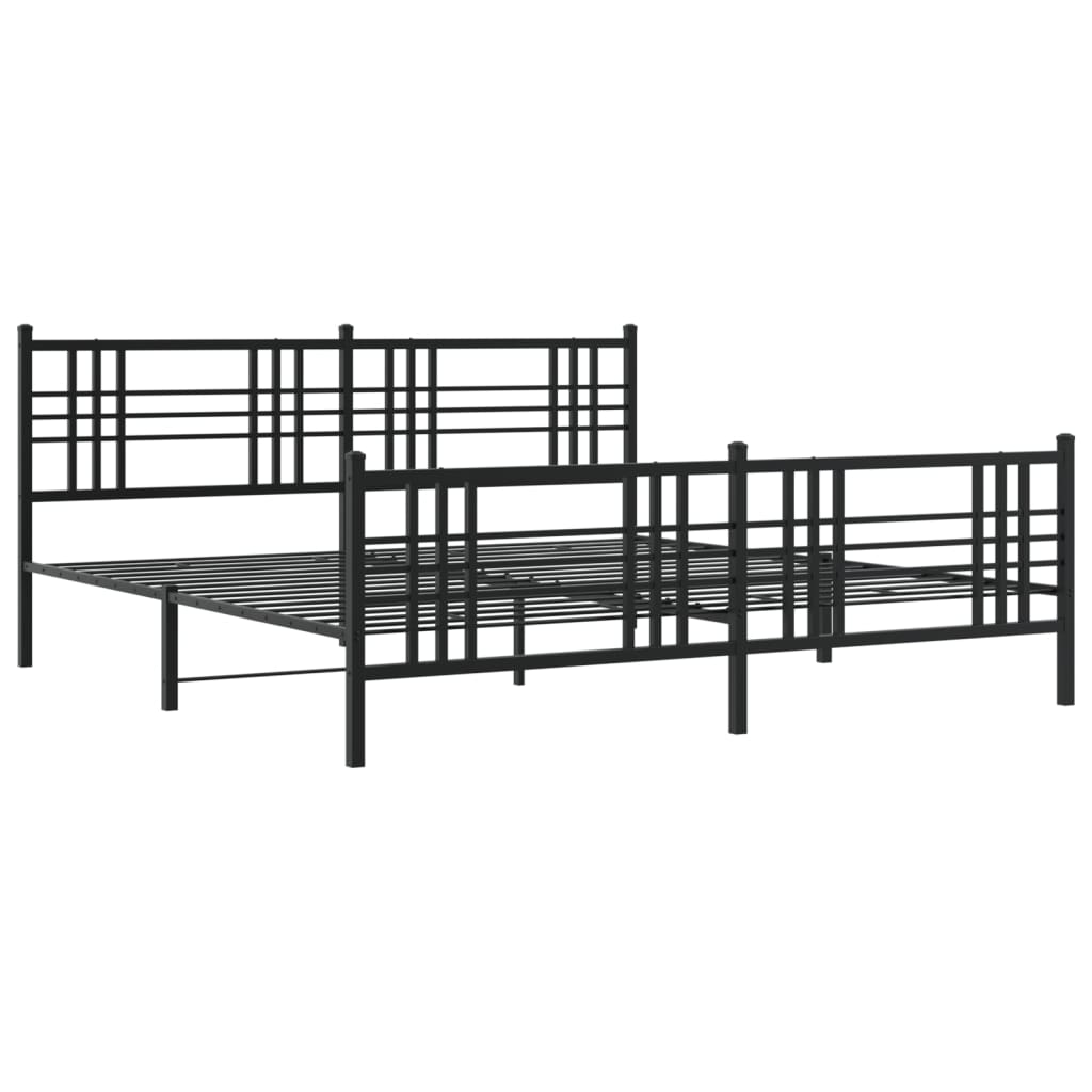 vidaXL Metal Bed Frame without Mattress with Footboard Black 183x213cm