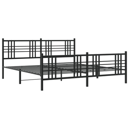 vidaXL Metal Bed Frame without Mattress with Footboard Black 183x213cm