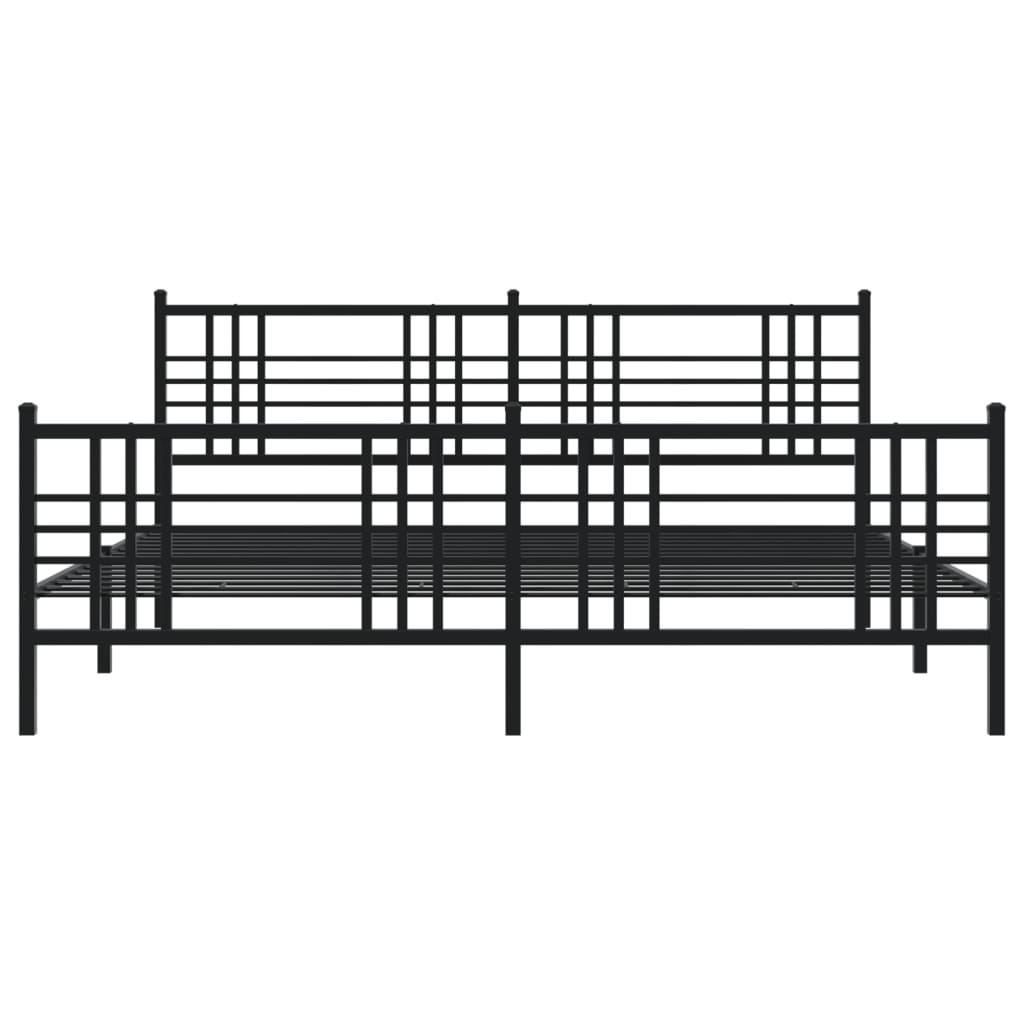 vidaXL Metal Bed Frame without Mattress with Footboard Black 183x213cm