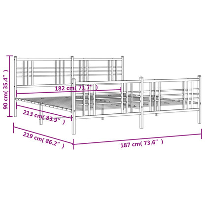 vidaXL Metal Bed Frame without Mattress with Footboard Black 183x213cm