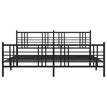 vidaXL Metal Bed Frame without Mattress with Footboard Black 200x200cm