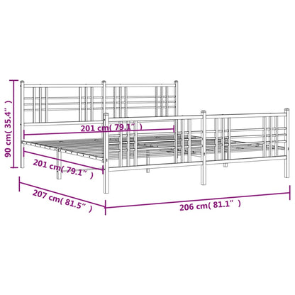 vidaXL Metal Bed Frame without Mattress with Footboard Black 200x200cm