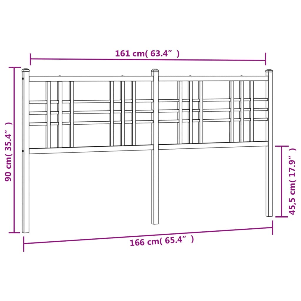 vidaXL Metal Replace Headboard Black 160cm