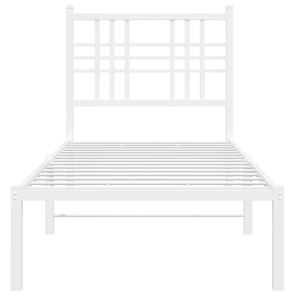 vidaXL Metal Bed Frame without Mattress with Headboard White 75x190cm