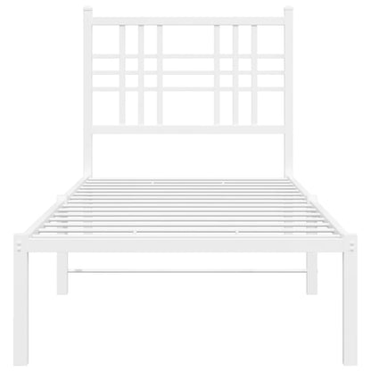 vidaXL Metal Bed Frame without Mattress with Headboard White 75x190cm
