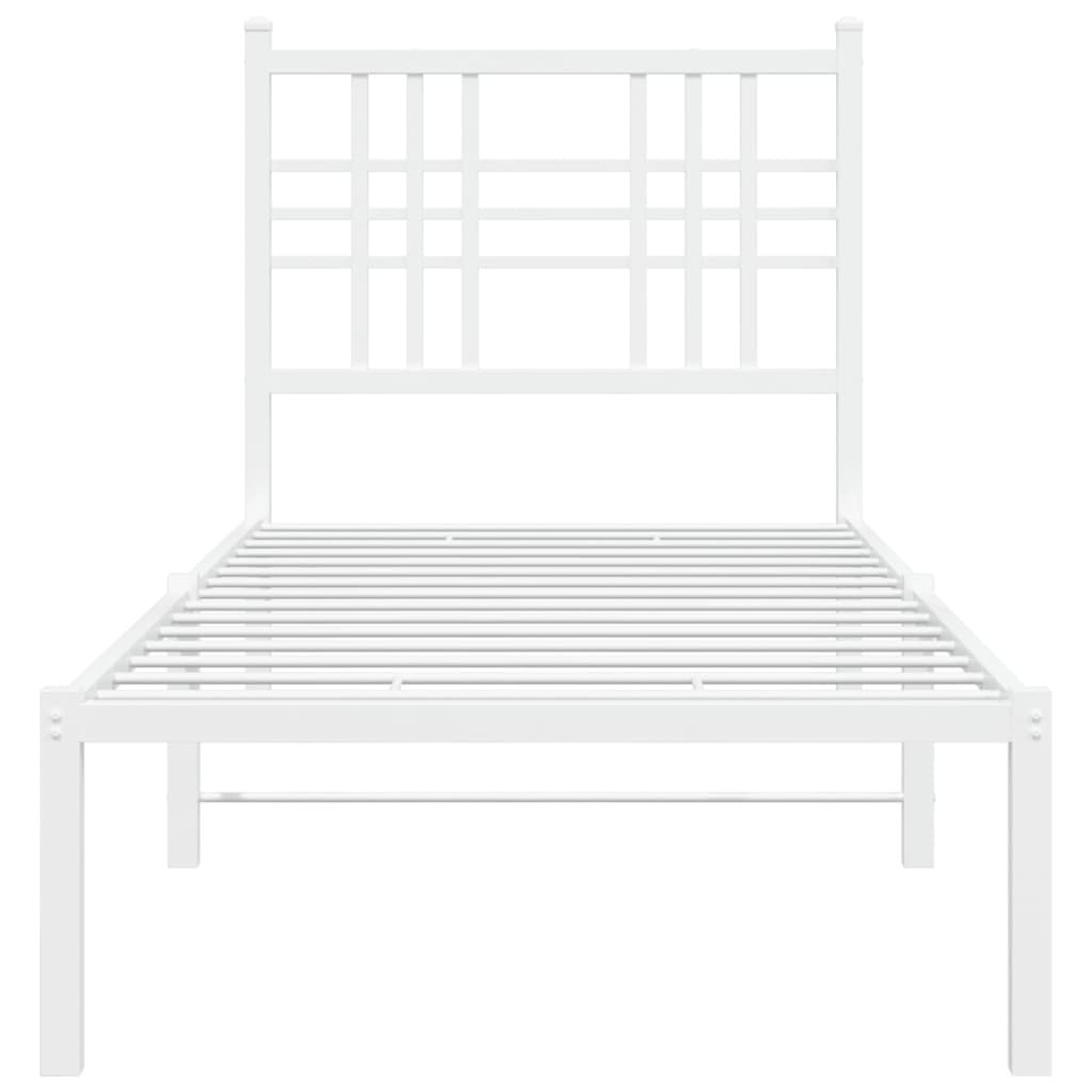 vidaXL Metal Bed Frame without Mattress with Headboard White 80x200cm