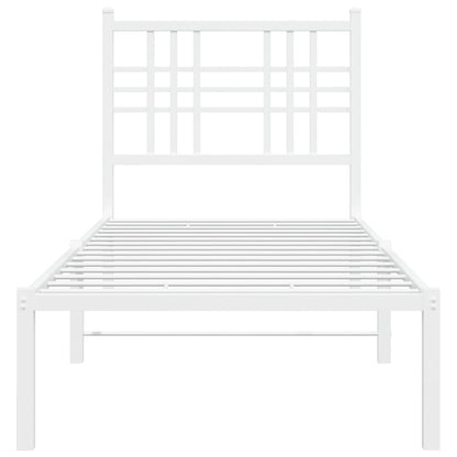 vidaXL Metal Bed Frame without Mattress with Headboard White 80x200cm