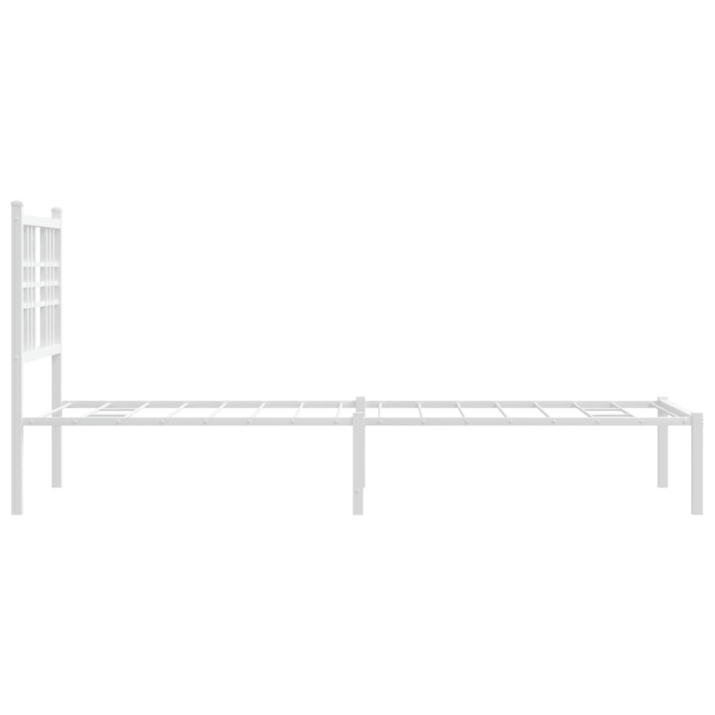 vidaXL Metal Bed Frame without Mattress with Headboard White 80x200cm