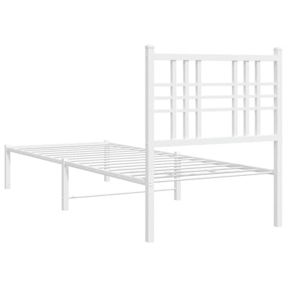 vidaXL Metal Bed Frame without Mattress with Headboard White 80x200cm