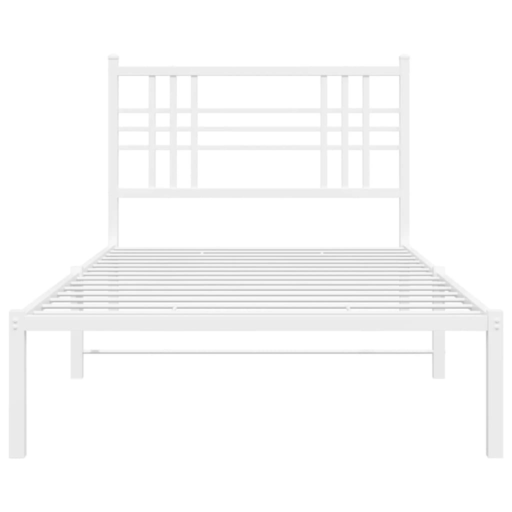 vidaXL Metal Bed Frame without Mattress with Headboard White 100x190cm
