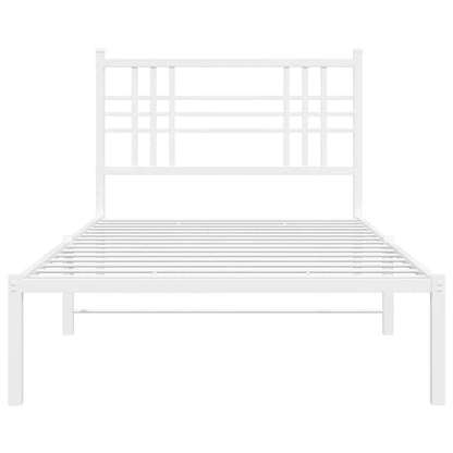 vidaXL Metal Bed Frame without Mattress with Headboard White 100x190cm