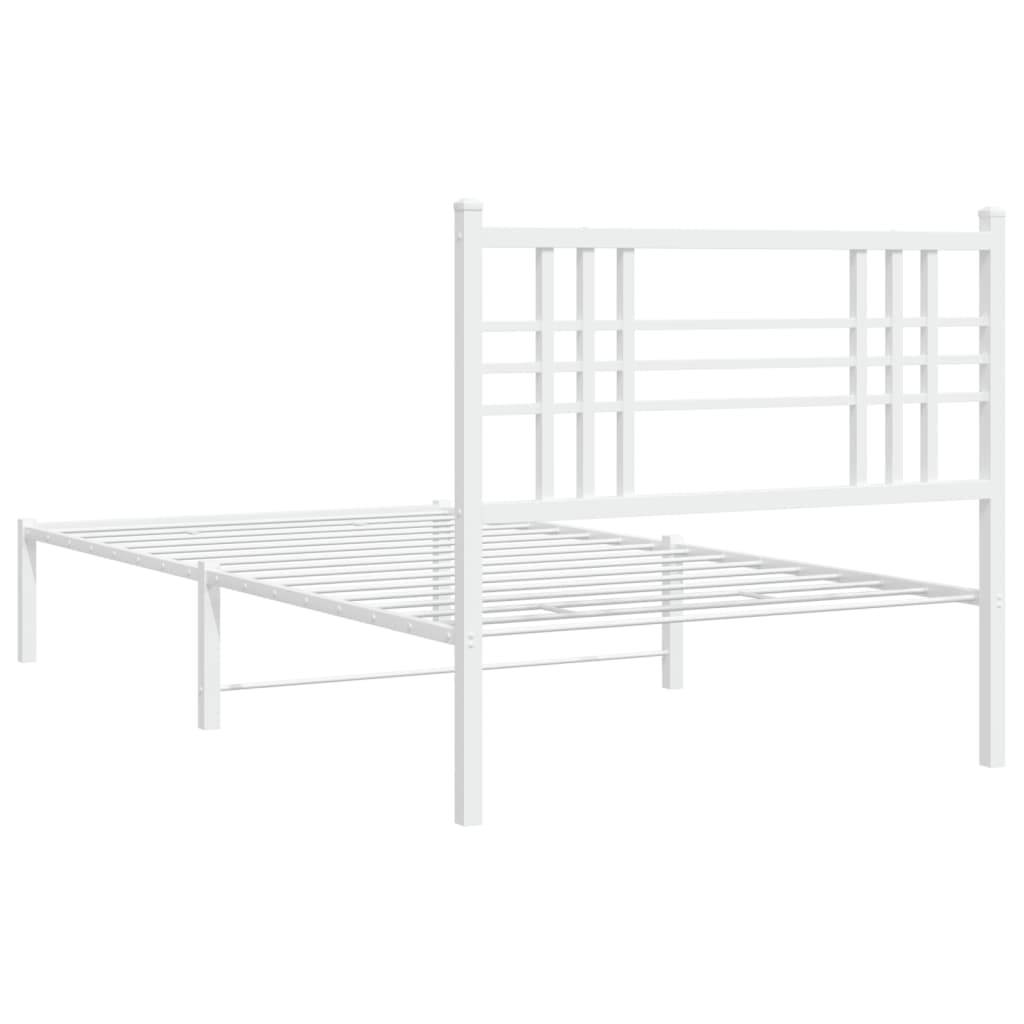 vidaXL Metal Bed Frame without Mattress with Headboard White 100x190cm