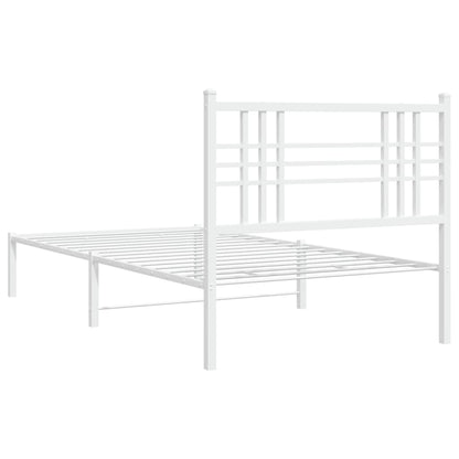 vidaXL Metal Bed Frame without Mattress with Headboard White 100x190cm