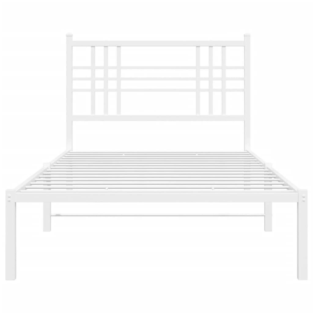 vidaXL Metal Bed Frame without Mattress with Headboard White 100x200cm