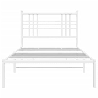 vidaXL Metal Bed Frame without Mattress with Headboard White 100x200cm
