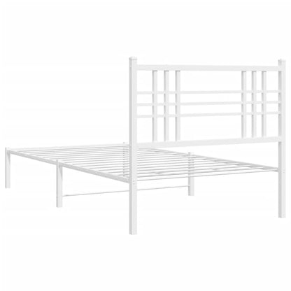 vidaXL Metal Bed Frame without Mattress with Headboard White 100x200cm