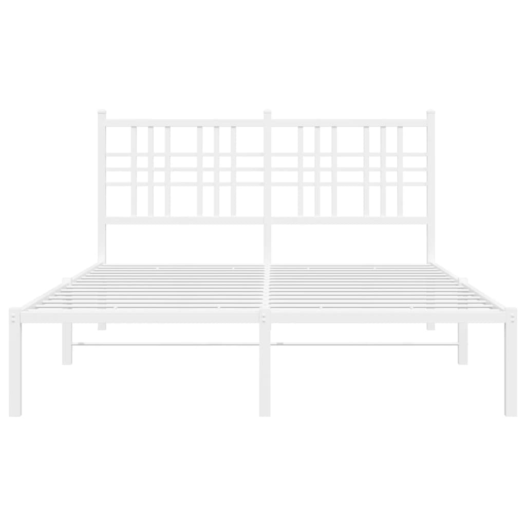 vidaXL Metal Bed Frame without Mattress with Headboard White 120x190cm