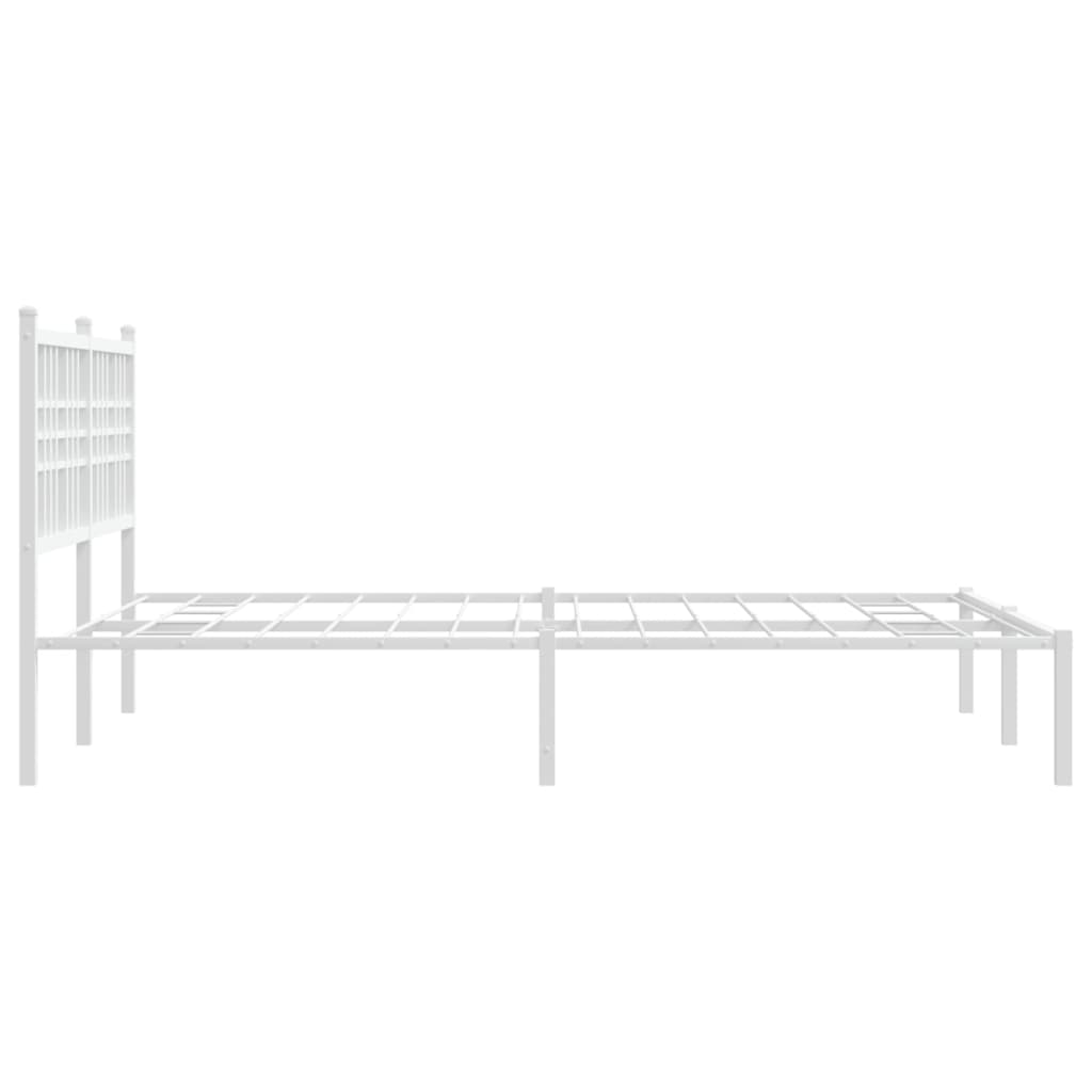 vidaXL Metal Bed Frame without Mattress with Headboard White 120x190cm