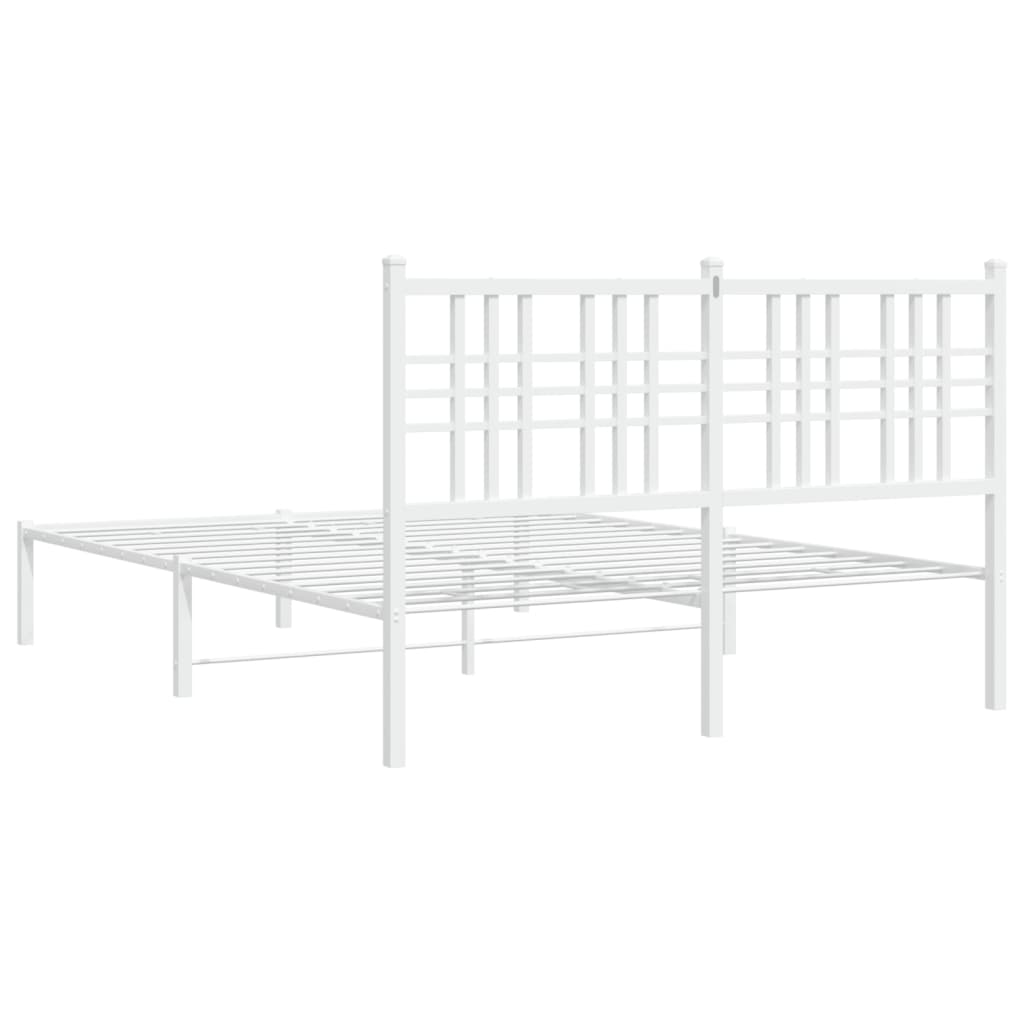 vidaXL Metal Bed Frame without Mattress with Headboard White 120x190cm