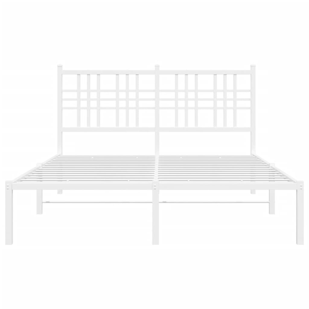 vidaXL Metal Bed Frame without Mattress with Headboard White 120x200cm