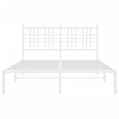 vidaXL Metal Bed Frame without Mattress with Headboard White 120x200cm