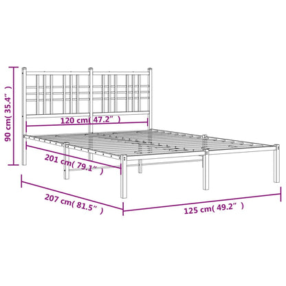 vidaXL Metal Bed Frame without Mattress with Headboard White 120x200cm
