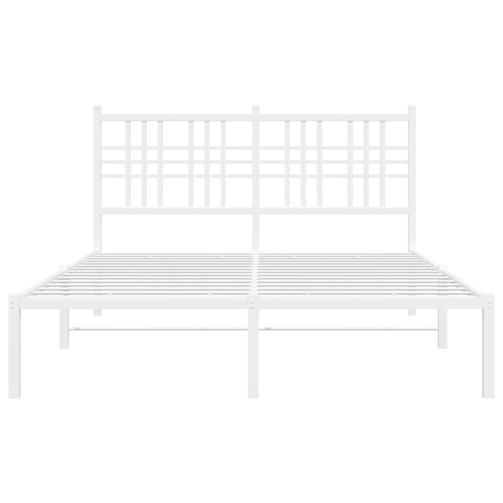 vidaXL Metal Bed Frame without Mattress with Headboard White 140x190cm