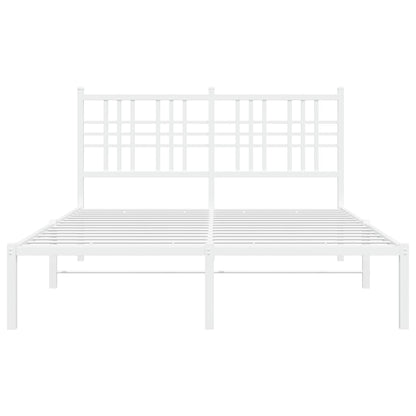 vidaXL Metal Bed Frame without Mattress with Headboard White 140x190cm