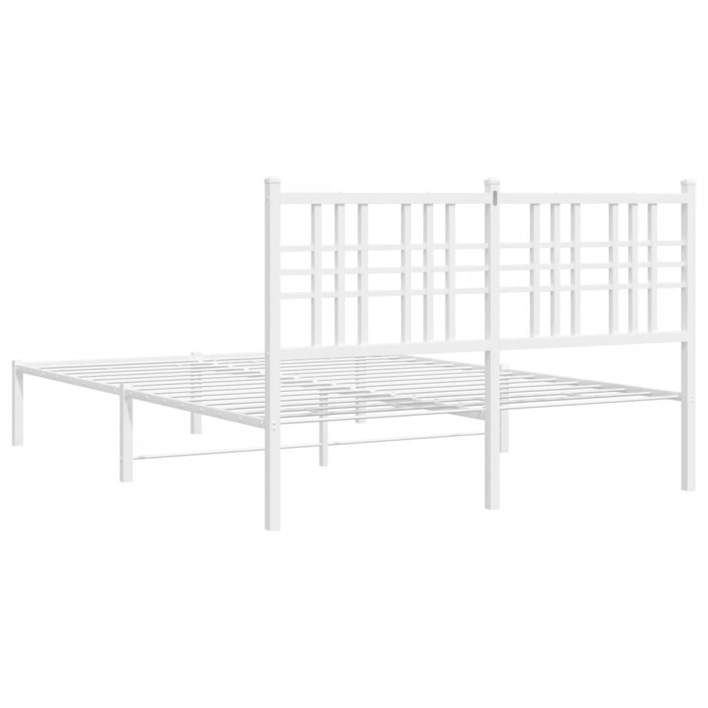 vidaXL Metal Bed Frame without Mattress with Headboard White 140x190cm