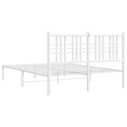 vidaXL Metal Bed Frame without Mattress with Headboard White 140x200cm