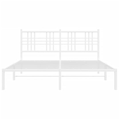 vidaXL Metal Bed Frame without Mattress with Headboard White 150x200cm