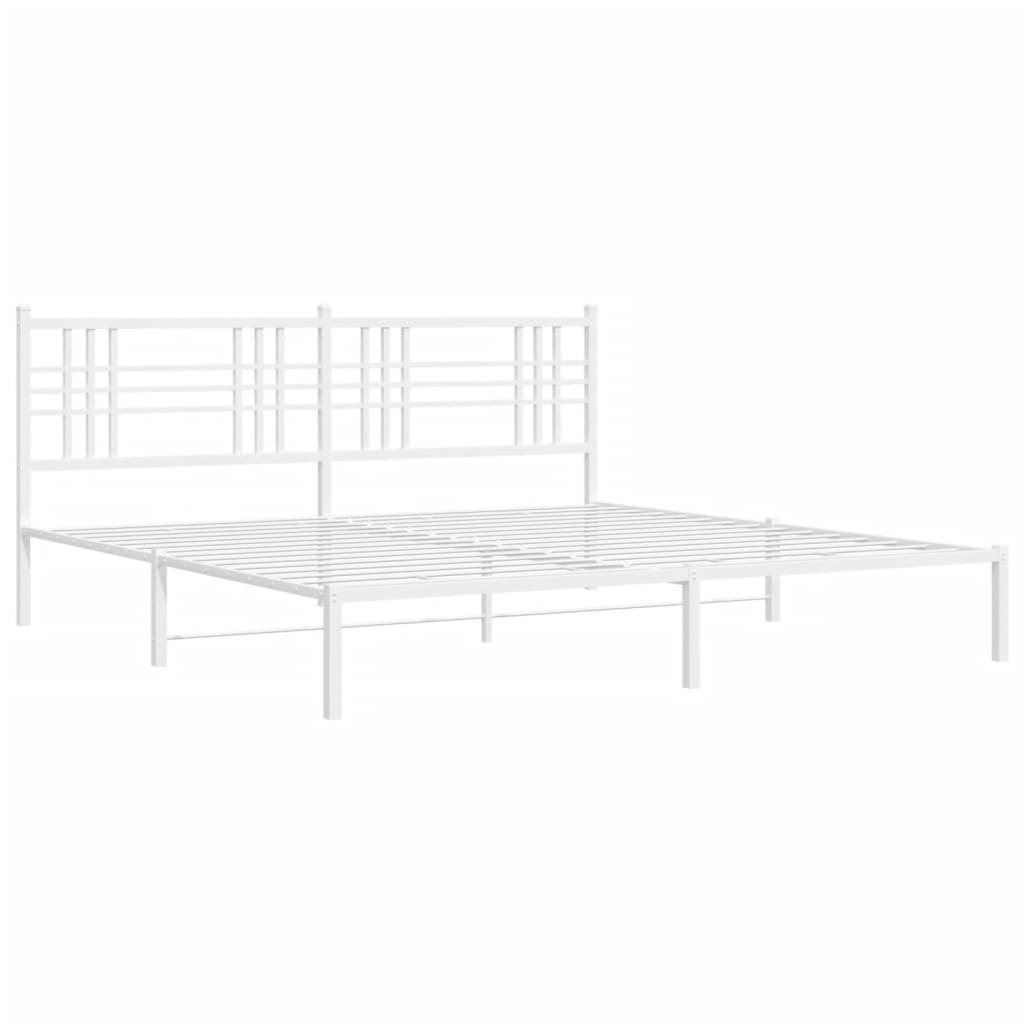vidaXL Metal Bed Frame without Mattress with Headboard White 183x213cm