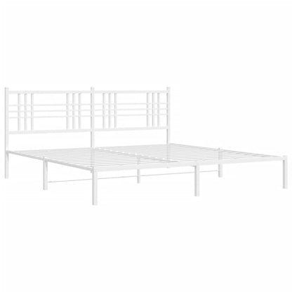 vidaXL Metal Bed Frame without Mattress with Headboard White 183x213cm