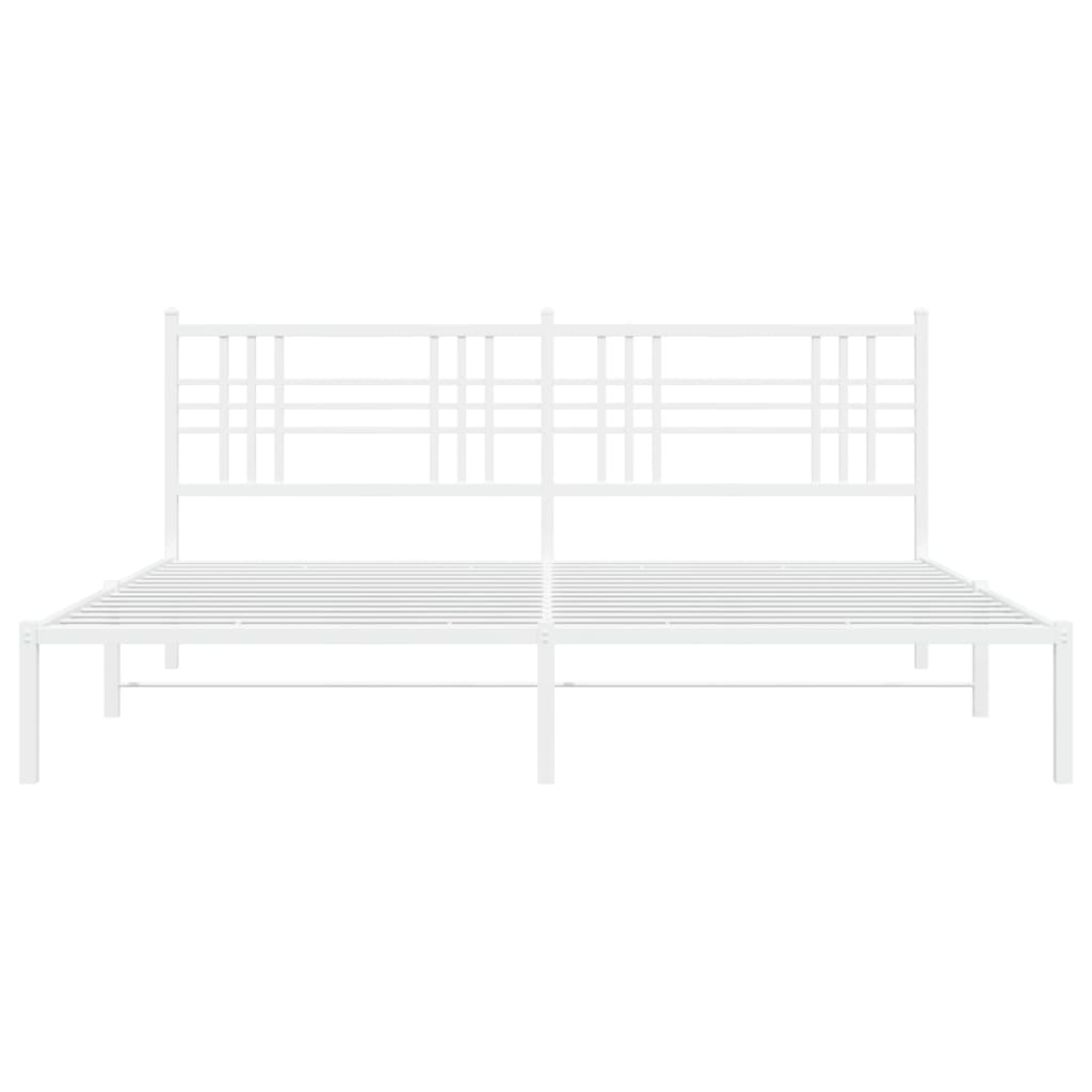 vidaXL Metal Bed Frame without Mattress with Headboard White 183x213cm