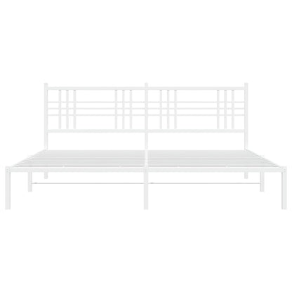 vidaXL Metal Bed Frame without Mattress with Headboard White 183x213cm