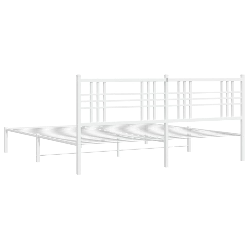 vidaXL Metal Bed Frame without Mattress with Headboard White 183x213cm